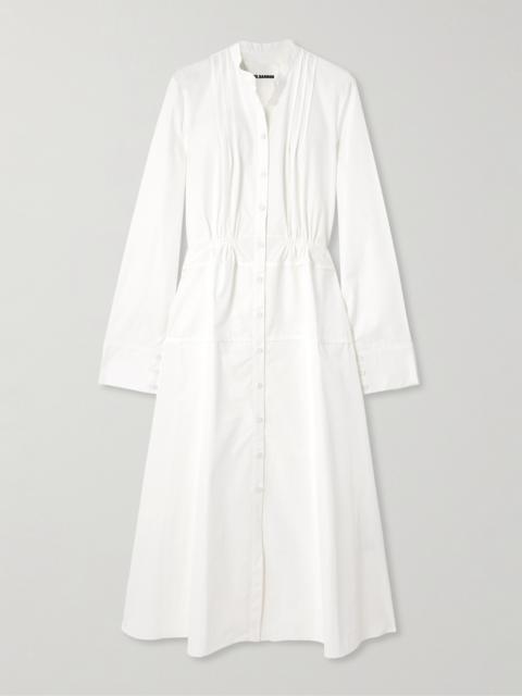 Pintucked Cotton-poplin Maxi Shirt Dress