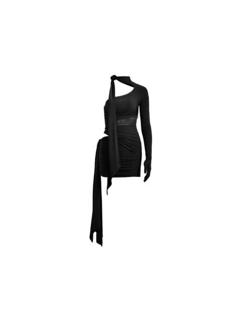 Mugler H&M Knot-Detail One-Shoulder Dress Black
