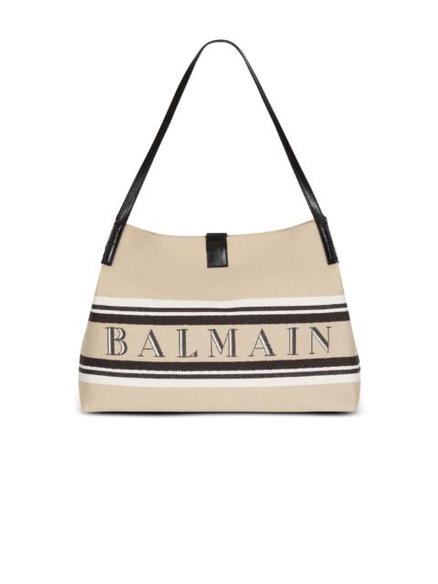 Medium Release Shopper bag in canvas and calfskin