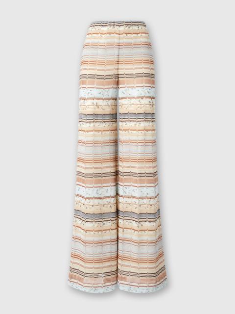 Viscose and cotton palazzo trousers with lamé zigzag fret