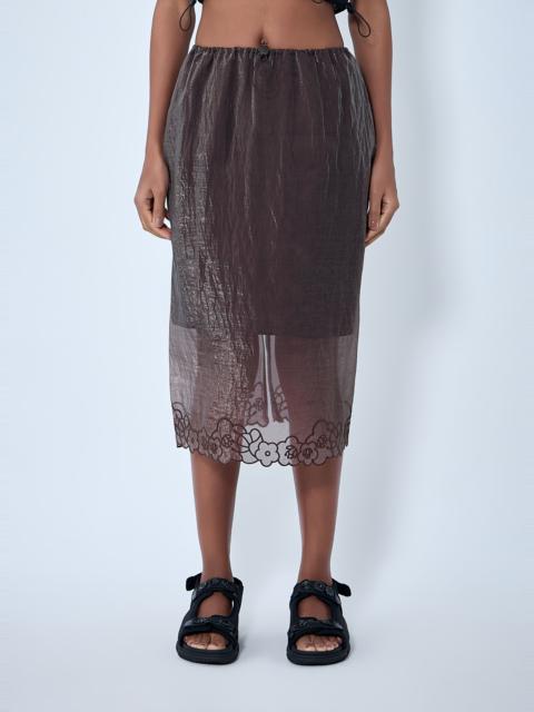 Embroidered Sheer Overlay Skirt