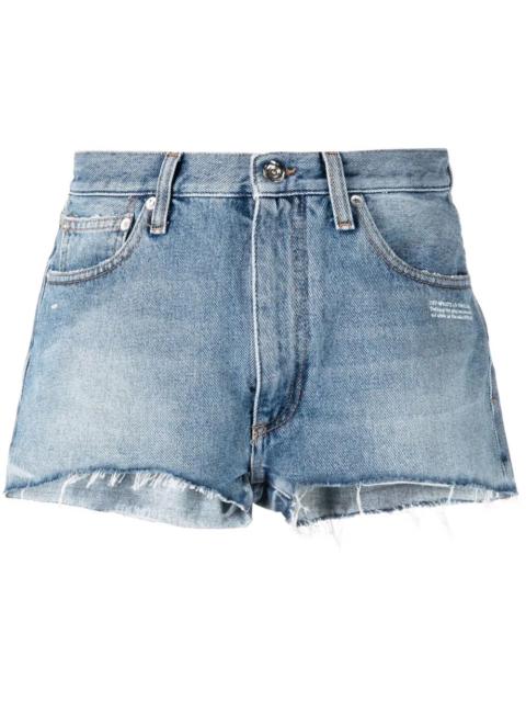 logo-print frayed-edge denim shorts