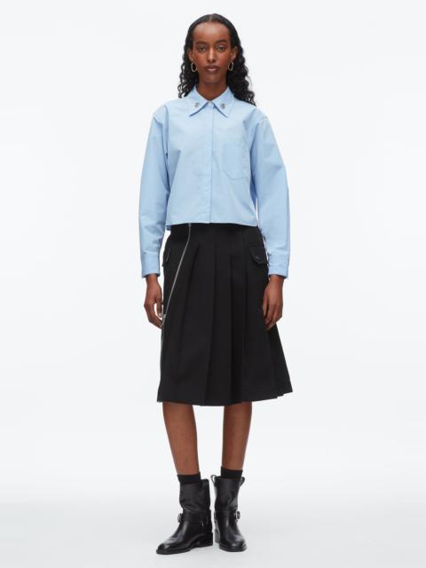 Cropped Shirt with Embroidered Collar