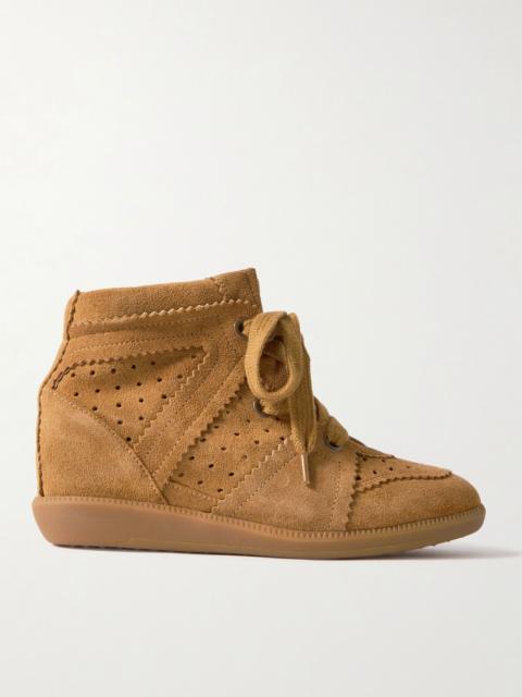 Bobby perforated suede wedge sneakers Tan