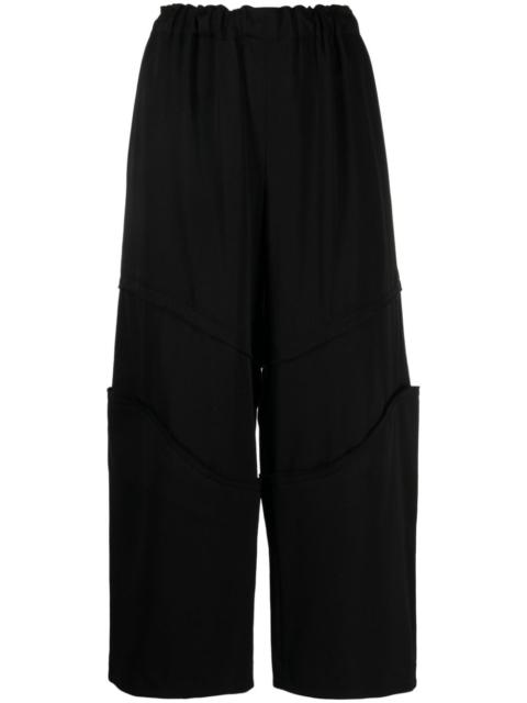 elastic-waist cropped wool trousers
