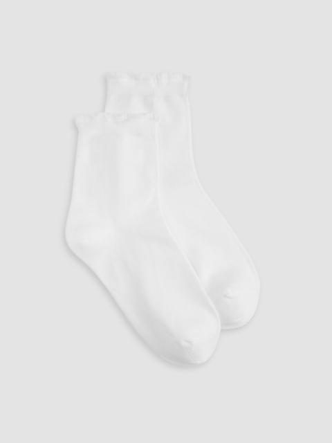 Cotton Rib Scallop Edge Short Crew Sock