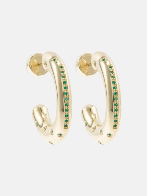 Peggy 14kt gold hoop earrings with emeralds