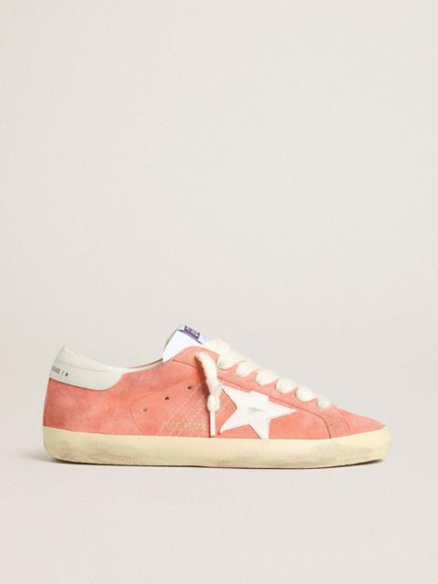 Men’s Super-Star in coral suede with white leather star and heel tab