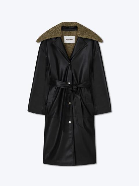 TRAVIS - Belted coat - Black/khaki