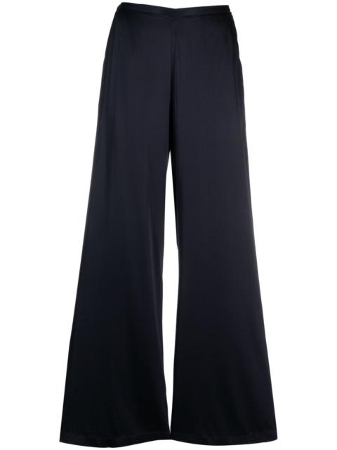 satin-finish wide-leg trousers