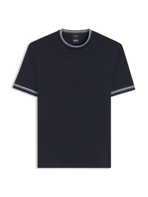 CONTRAST-TIPPING SLIM-FIT T-SHIRT IN MERCERISED COTTON