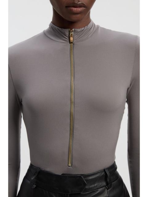 Contour Jersey High Neck Zip Detail Long Sleeve Bodysuit