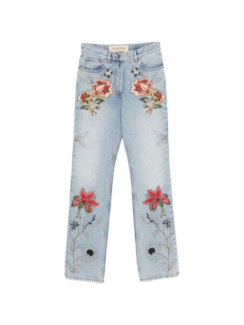 floral-embroidery jeans