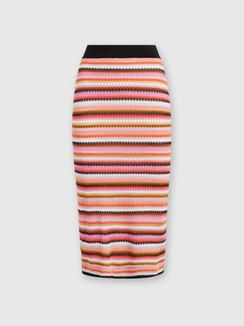 Zigzag cotton and viscose midi skirt