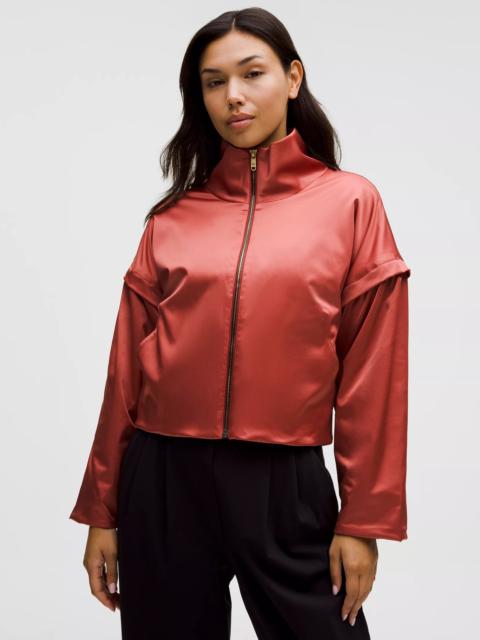 Lunar New Year Satin Balloon-Sleeve Jacket