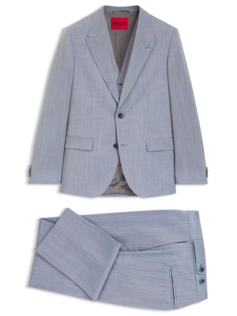 THREE-PIECE SLIM-FIT SUIT IN WOOL-BLEND POPLIN