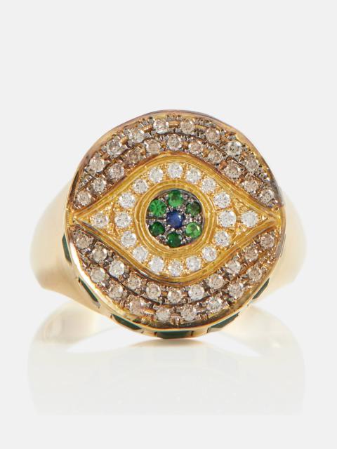 Dawn Candy 18kt gold ring with diamonds and gemstones