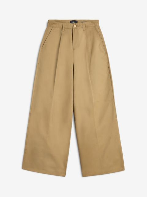 Comfort Twill Pleated Wide Leg Trouser in Sand Storm