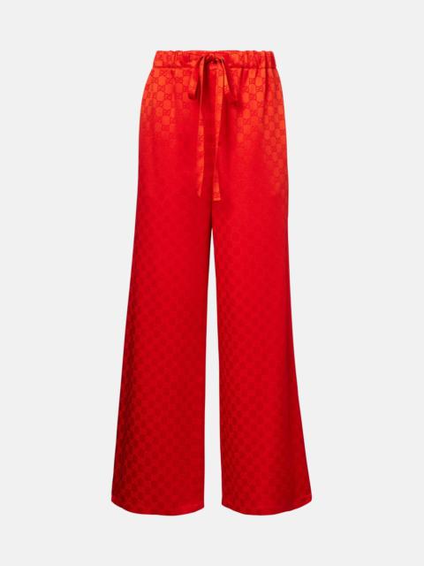 GG satin wide-leg pants