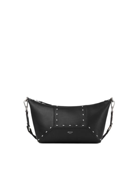 diamond-studded zip shoulder bag