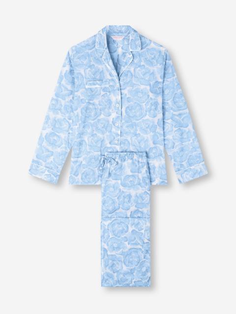 Women's Pajamas Cotton Batiste Light Blue & White Rose Print