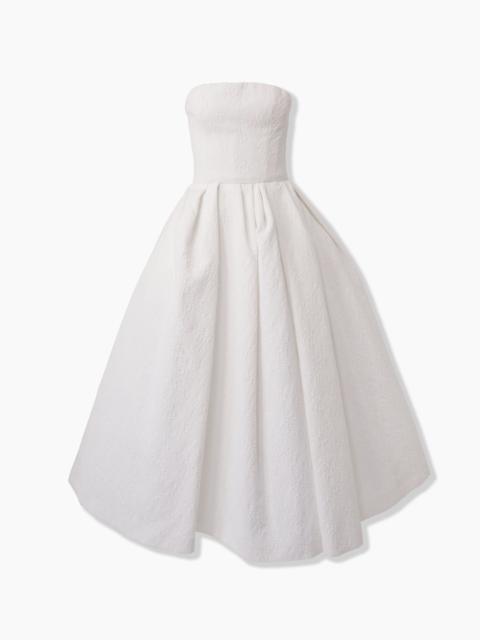 Floral Cloque Strapless Midi Dress