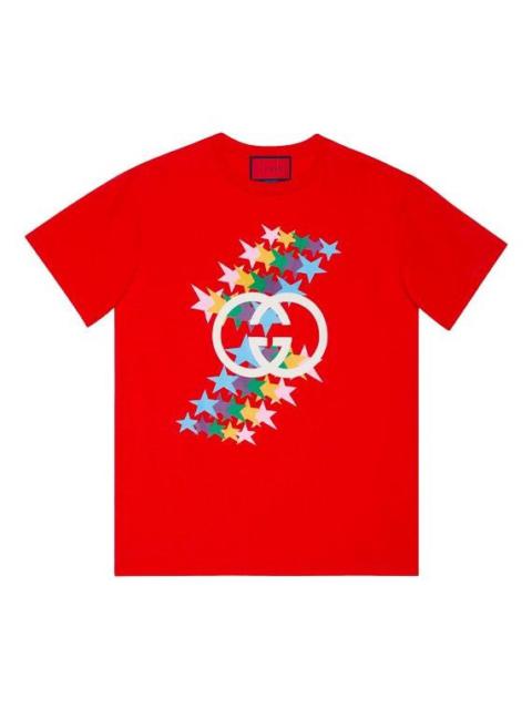 Gucci SS21 520 Rainbow Stars Logo tee 'Red' 548334-XJDNI-6229