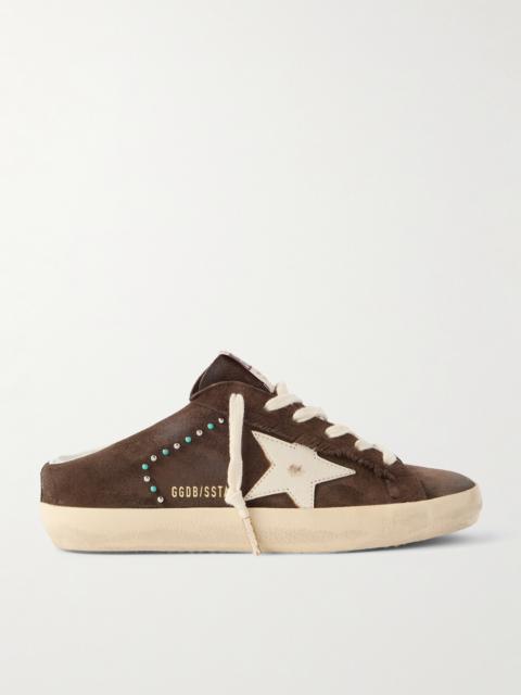 Super-star Sabot Distressed Leather-trimmed Studded Suede Slip-on Sneakers