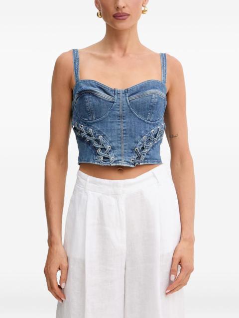lace-up denim top
