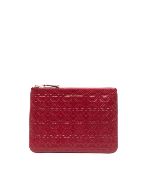 geometric-embossed leather wallet