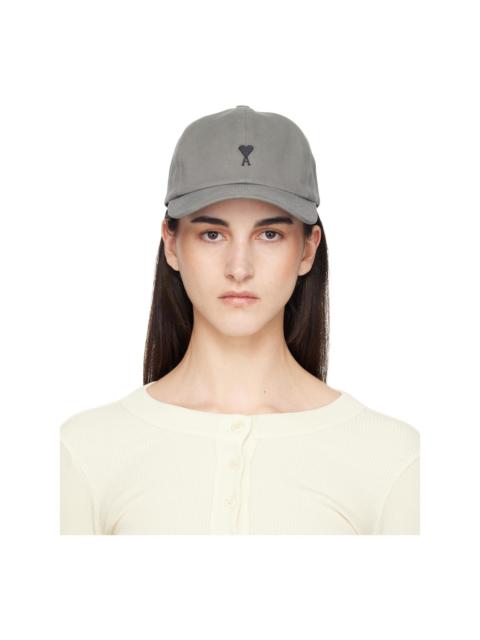 Gray Cotton Ami de Coeur Embroidery Cap