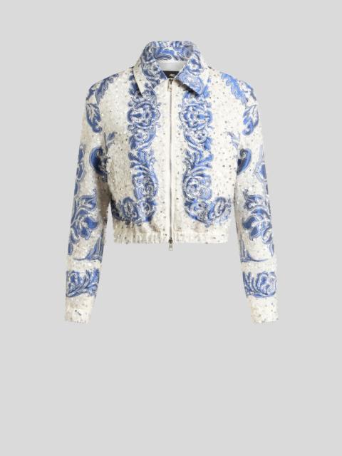 CROPPED BOMBER JACKET WITH SEQUIN EMBROIDERY