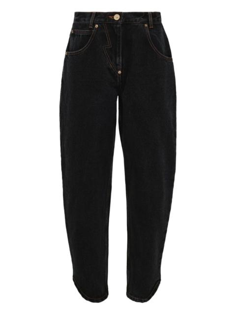 illustration-appliqué tapered jeans