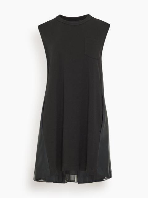 Cotton Jersey Nylon Twill Dress in Black