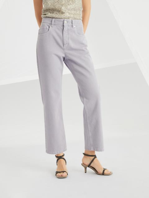 Dyed denim retro loose five-pocket trousers