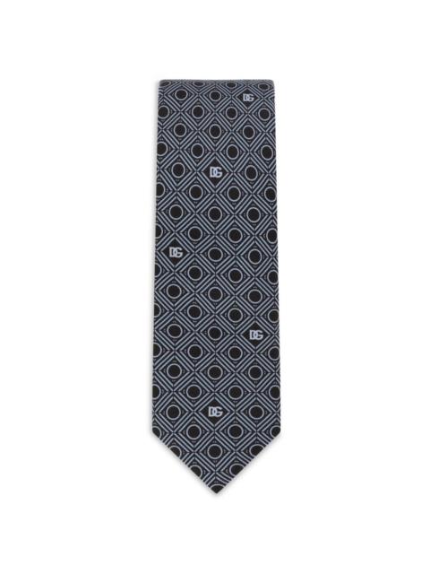 geometric-print silk tie