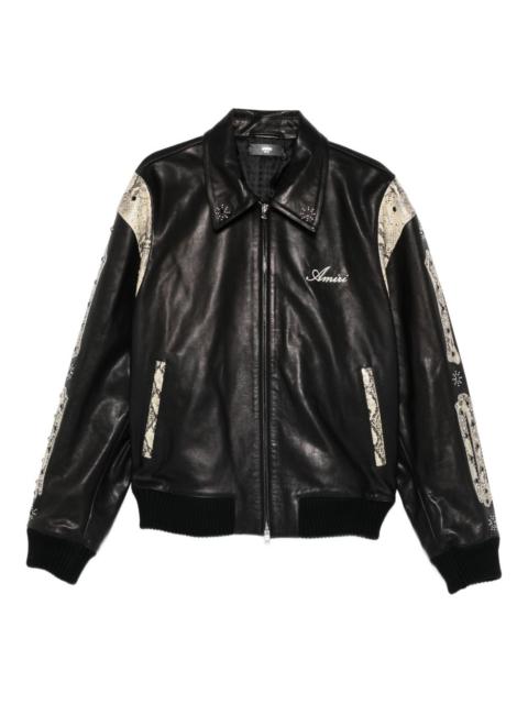 snakeskin-print embellished jacket