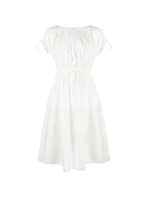 drawstring-waist poplin dress