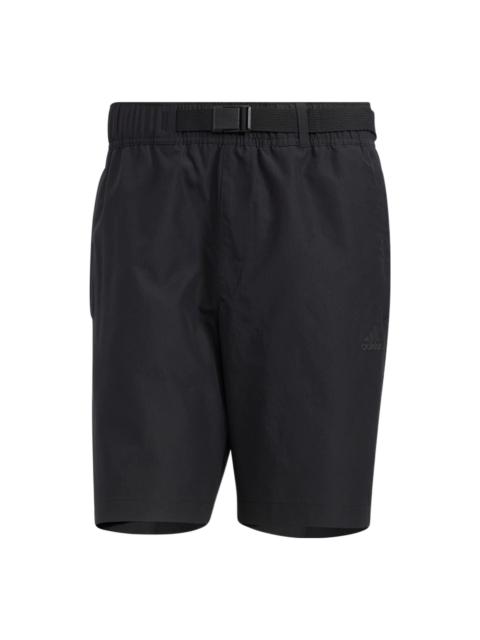 adidas Solid Color Belt Detail Straight Shorts Black HE9934
