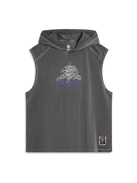 Li-Ning BadFive Graphic Sleeveless Hoodie 'Washed Grey' AVSU459-3