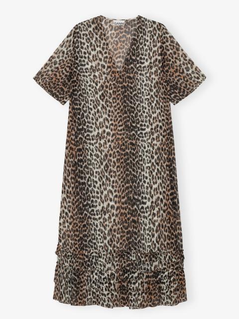 LEOPARD CHIFFON MAXI DRESS
