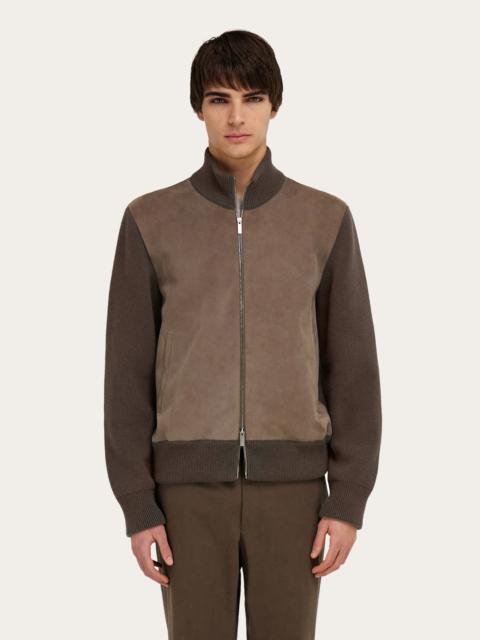 Blouson with leather inserts
