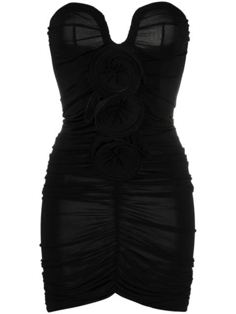 floral-appliquÃ© ruched minidress