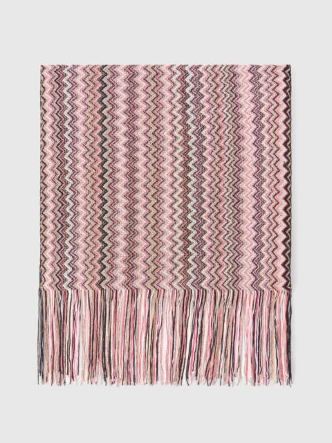 Viscose and cotton zigzag scarf with fringes