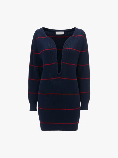 Frame Detail Jumper Dress In Navy-Red