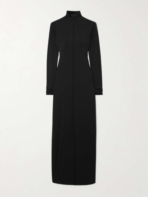 + RHW paneled stretch-jersey turtleneck maxi dress Black