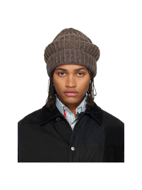 Brown Rib-Knit Beanie
