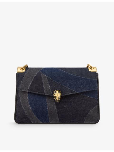 Serpenti Forever large denim shoulder bag
