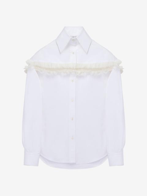 Slashed Creponne Detail Oversized Shirt