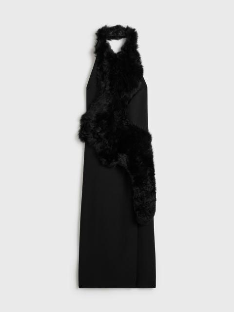 Shearling appliqué dress black